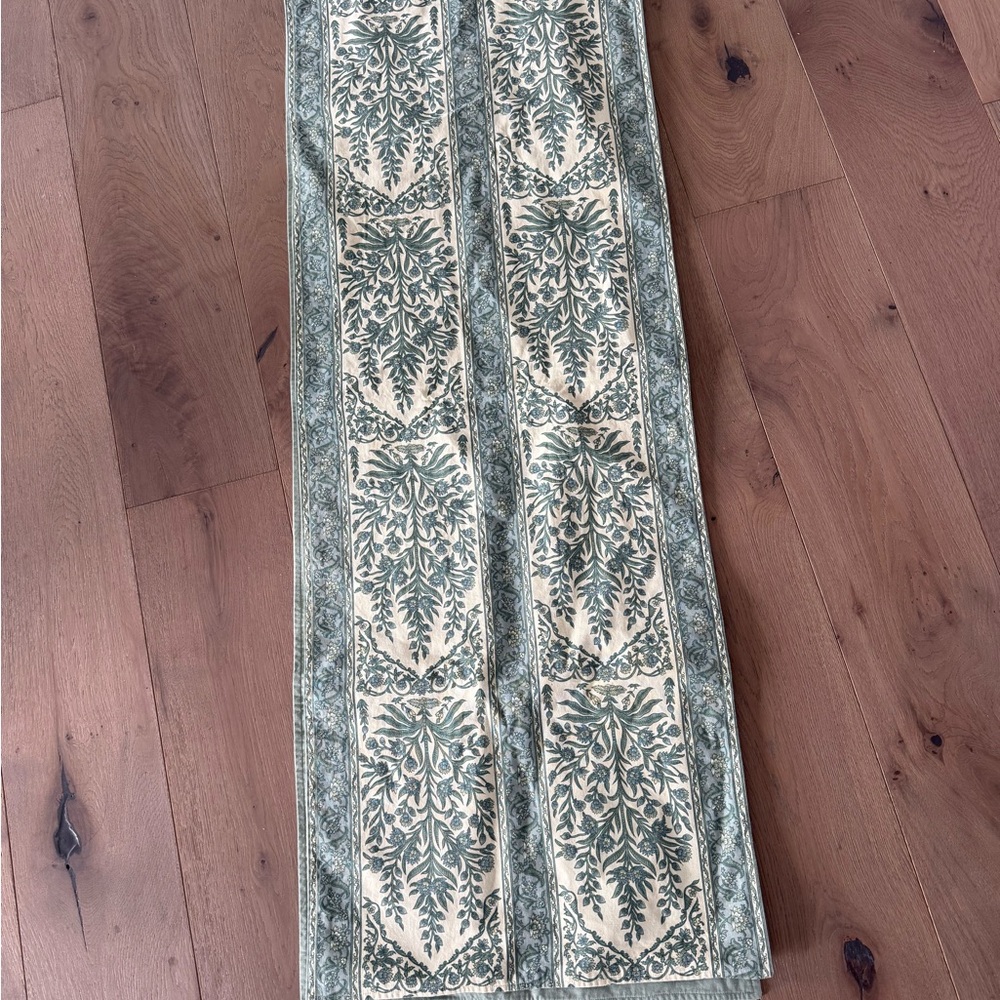 Pottery Barn Green Linen-Cotton Fabric